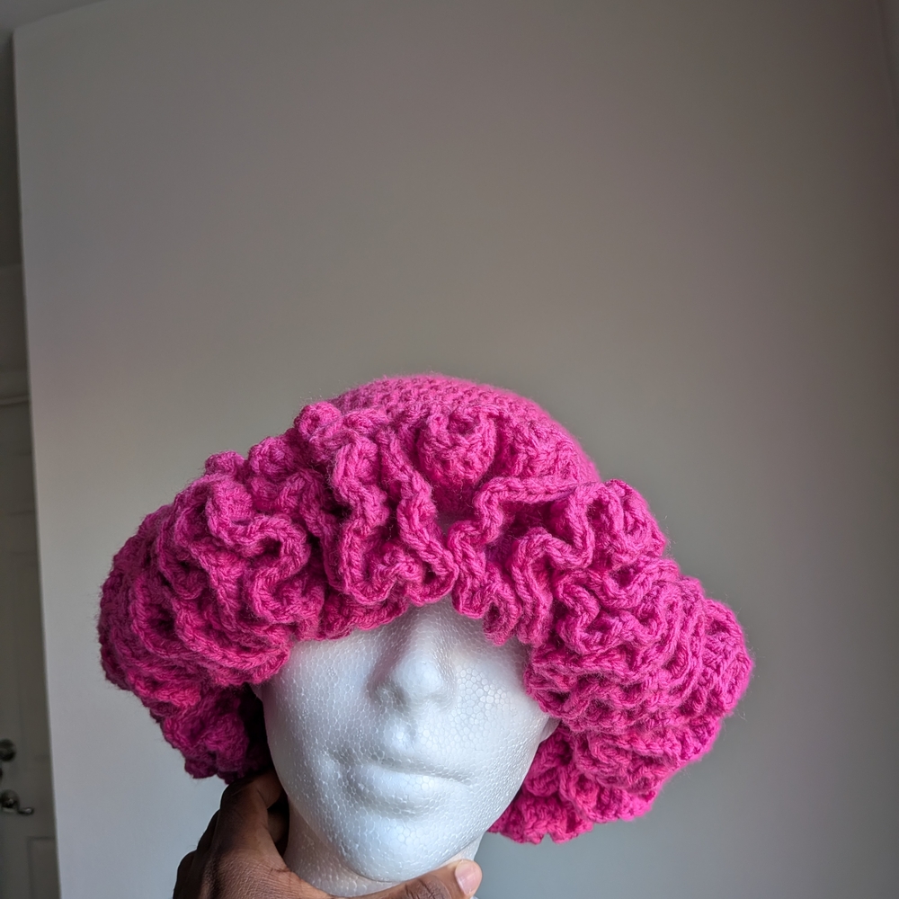 Elegant Pink Ruffled Women's Hat